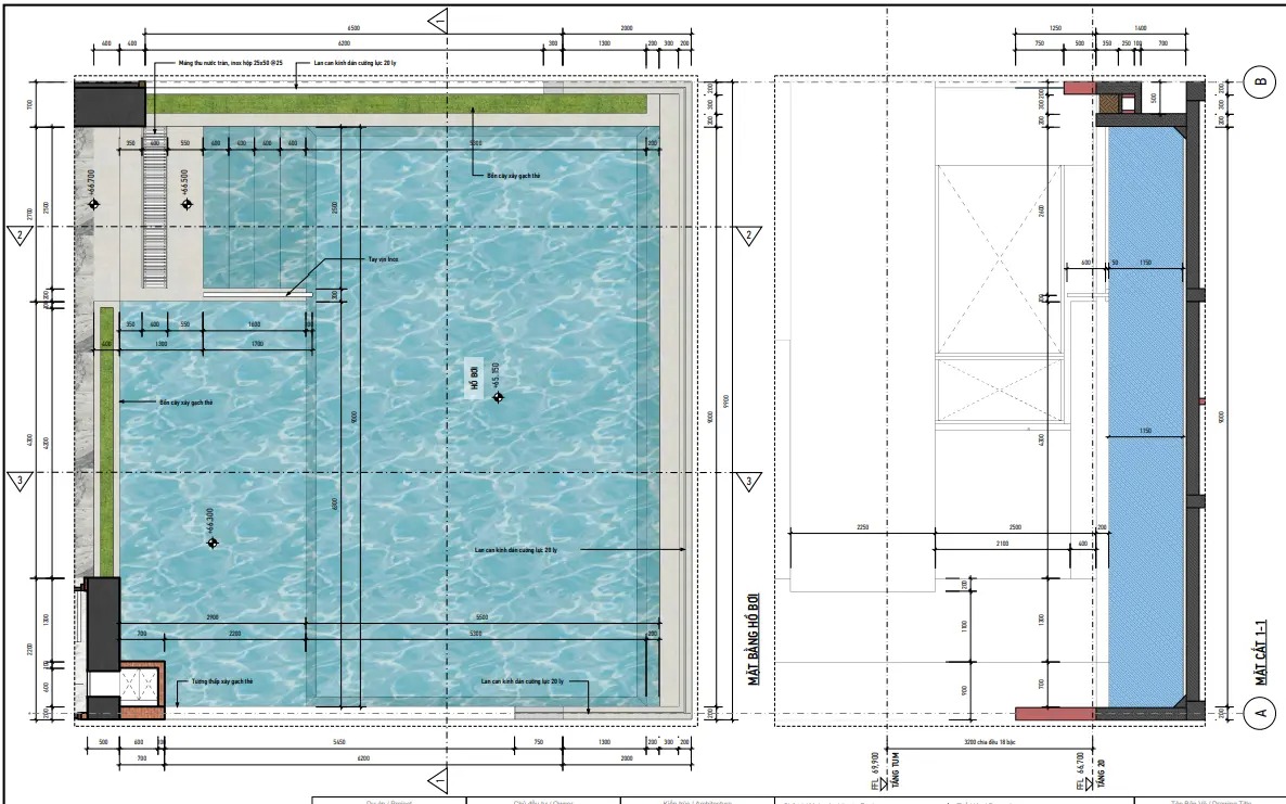Architectural drawing of the pool