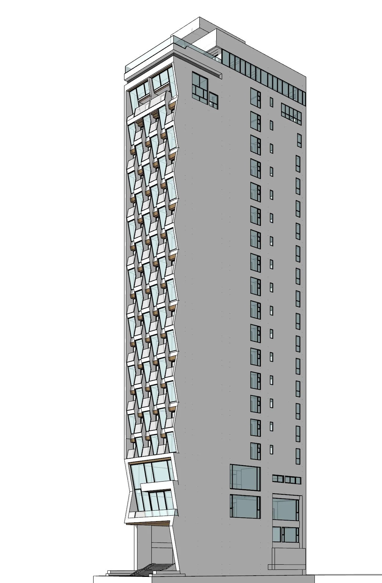 3D model in SketchUp of Le's Cham hotel.