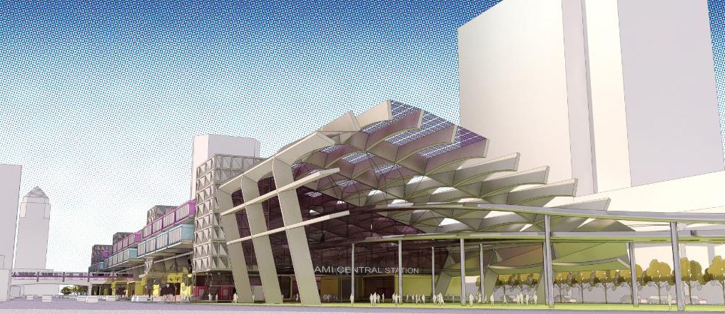 Miami Central Train Station concept rendering; street facade
