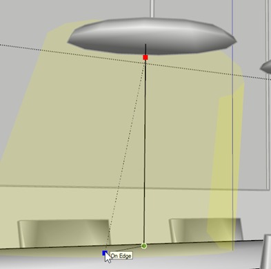 4th click:  Click and move the light to the desired place on the surface.